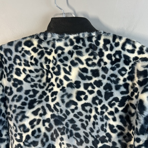 OTD Black And White Faux Fur Jacket With Lamb Leather Trim Size L - Picture 9 of 14